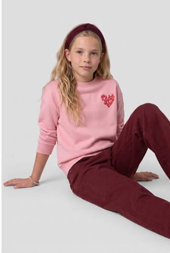 Me & My Monkey rechtvallende sweater met backprint Roze Meisjes Katoen Ronde hals - Foto 4