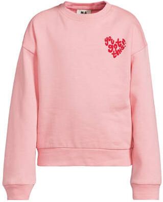Me & My Monkey rechtvallende sweater met backprint Roze Meisjes Katoen Ronde hals - Foto 6
