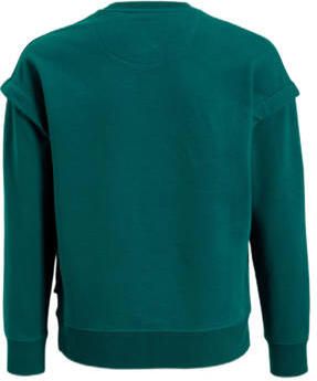 Me & My Monkey sweater Nikki met printopdruk petrol Trui Blauw Meisjes Katoen Ronde hals 140 - Foto 2