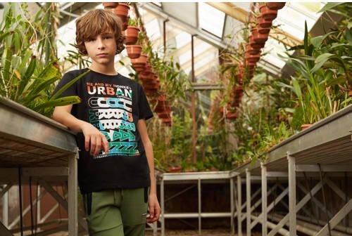 Me & My Monkey T-shirt Micha met printopdruk zwart Jongens Katoen Ronde hals 128 - Foto 2