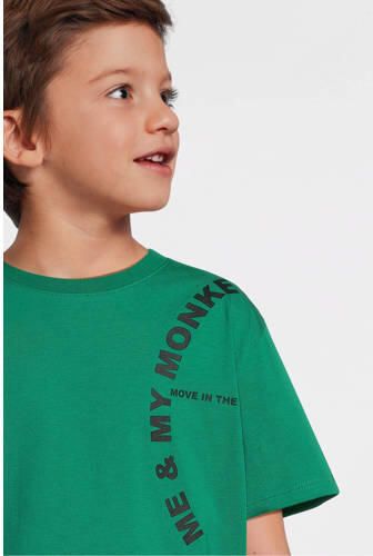 Me & My Monkey T-shirt Milan met printopdruk groen Jongens Katoen Ronde hals 104 - Foto 3