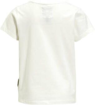 Me & My Monkey T-shirt Parille met tekstopdruk wit Meisjes Katoen Ronde hals 110 116