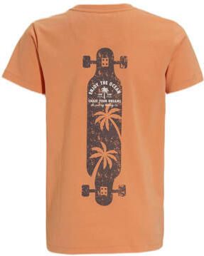 Me & My Monkey T-shirt Puck met printopdruk oranje Jongens Katoen Ronde hals 110 116