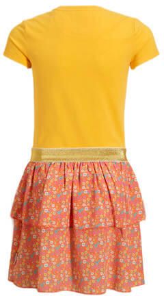 Me & My Monkey T-shirtjurk Maroeska met all over print geel oranje Meisjes Stretchkatoen Ronde hals 116 - Foto 2