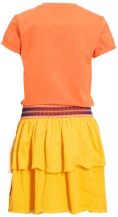 Me & My Monkey T-shirtjurk Maroeska met printopdruk oranje geel Meisjes Stretchkatoen Ronde hals 104 - Foto 2