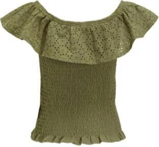 Me & My Monkey top Pleunie khaki Groen Meisjes Katoen Vierkante hals Effen 122 128