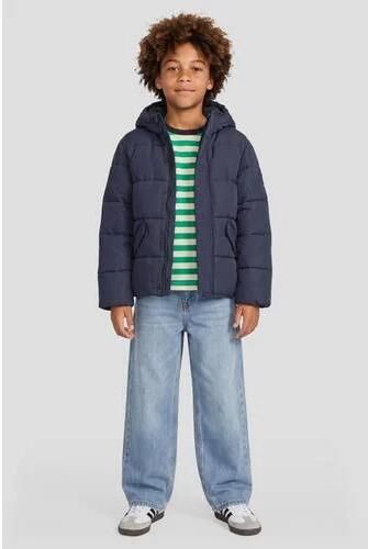 Me & My Monkey winter pufferjas donkerblauw Jongens Polyester Capuchon