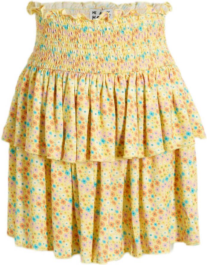 Me & My Monkey gebloemde rok Marleen geel oranje blauw Meisjes Viscose 140
