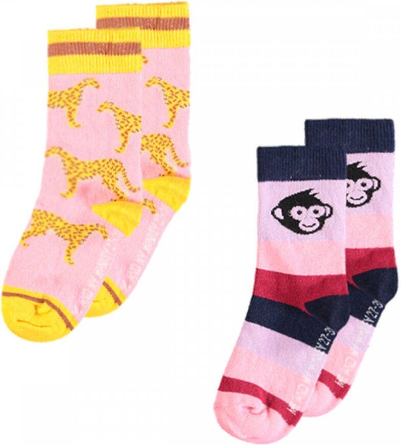 Me & My Monkey sokken met all-over print set van 2 lichtroze Meisjes Katoen 27-30