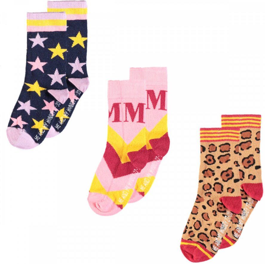 Me & My Monkey sokken met all-over print set van 3 multi Meisjes Katoen 27-30