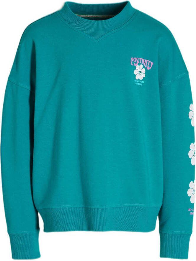 Me & My Monkey sweater Madee met printopdruk groen