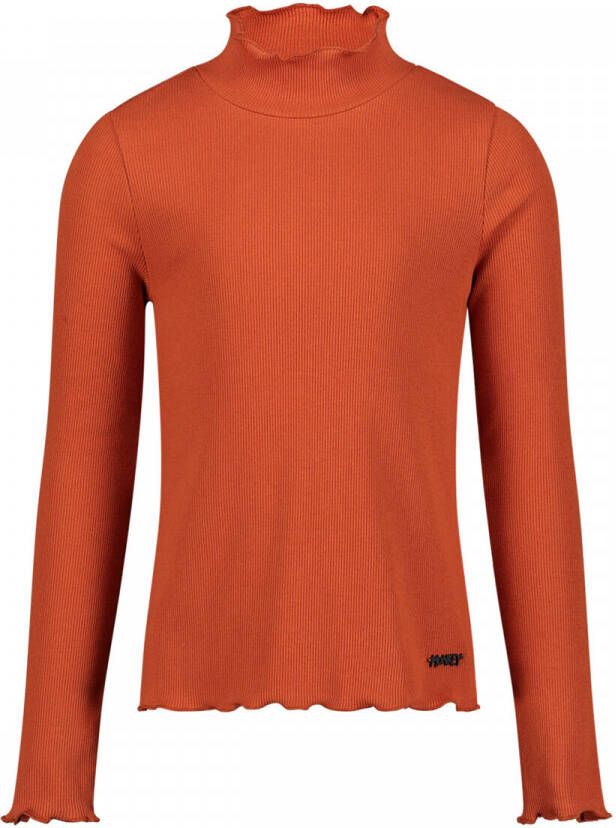 Me & My Monkey longsleeve donkerblauw Oranje Meisjes Stretchkatoen Opstaande kraag 116-122