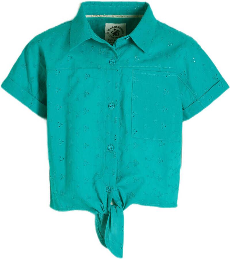 Me & My Monkey blouse Marlot groen Meisjes Katoen Klassieke kraag Effen 116 - Foto 2