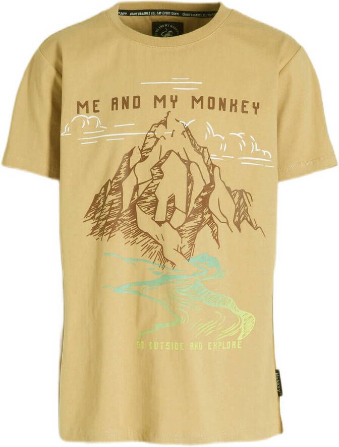 Me & My Monkey T-shirt Morris met printopdruk beige Jongens Katoen Ronde hals 116