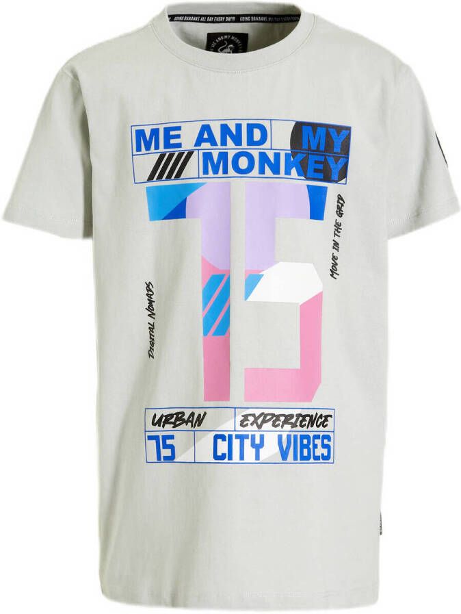 Me & My Monkey T-shirt Mylo met printopdruk ecru Jongens Katoen Ronde hals 104