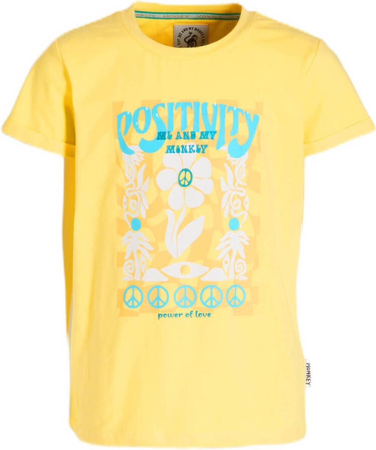Me & My Monkey T-shirt Marit met printopdruk geel Meisjes Stretchkatoen Ronde hals 116