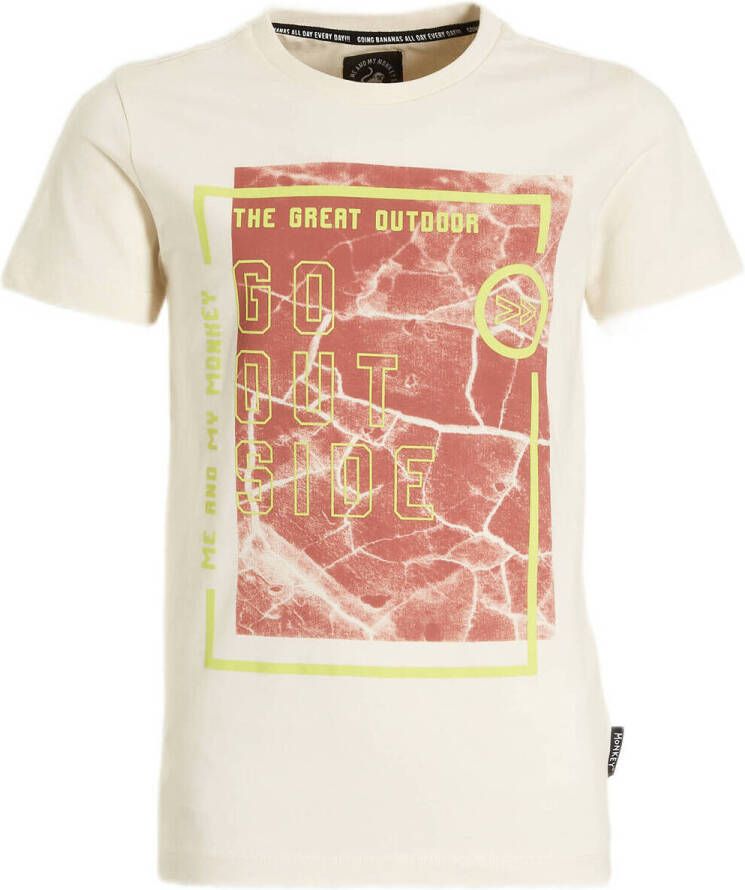 Me & My Monkey T-shirt Myron met printopdruk ecru Jongens Katoen Ronde hals 104