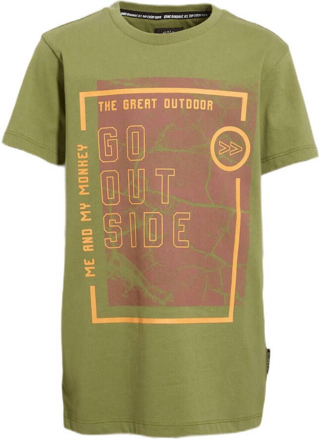 Me & My Monkey T-shirt Myron met printopdruk groen Jongens Katoen Ronde hals 104