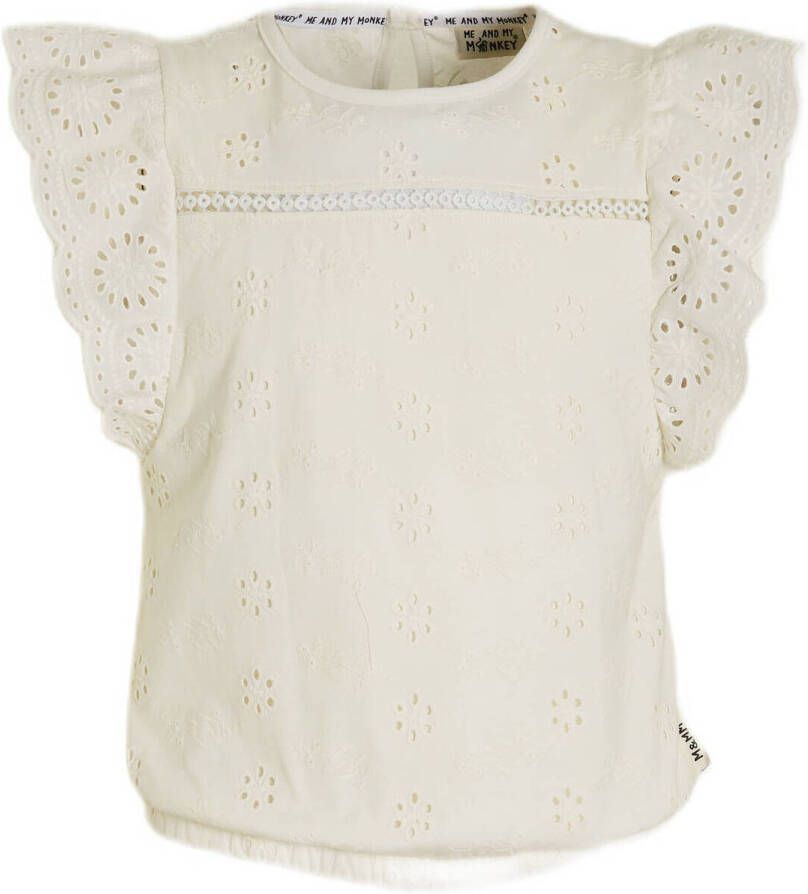 Me & My Monkey top Milly wit Meisjes Katoen Ronde hals Effen 116