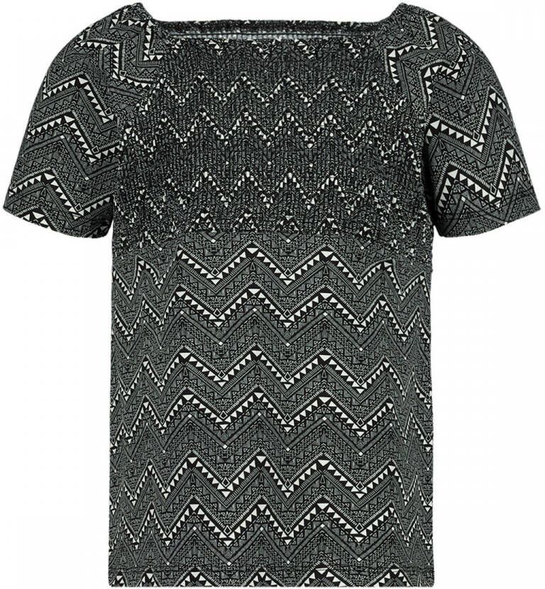 Me & My Monkey T-shirt met all over print zwart Meisjes Stretchkatoen Vierkante hals 104