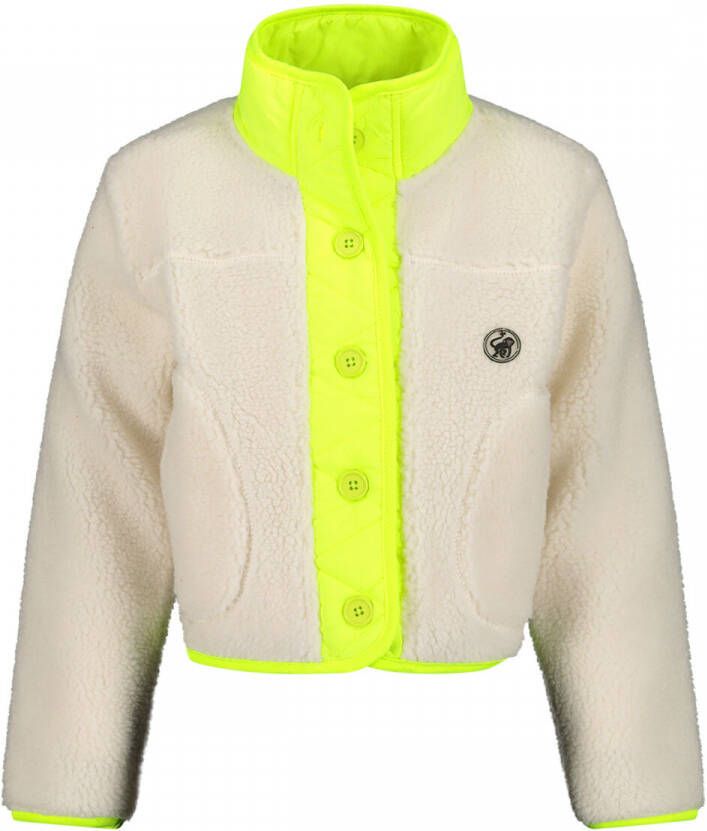 Me & My Monkey teddy zomerjas ecru neon geel Meisjes Polyester Opstaande kraag 152-158