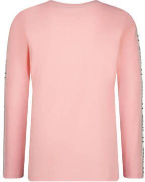 Messi longsleeve Nerol met contrastbies lichtroze zwart Jongens Katoen Ronde hals 116
