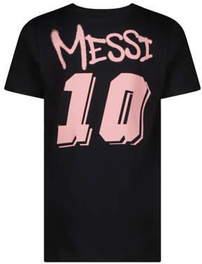 Messi T-shirt Ten met logo zwart wit Jongens Katoen Ronde hals Logo 116