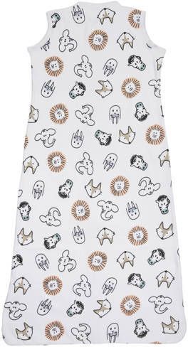 Meyco baby zomer slaapzak Animal wit beige zwart Babyslaapzak Dierenprint 70 cm