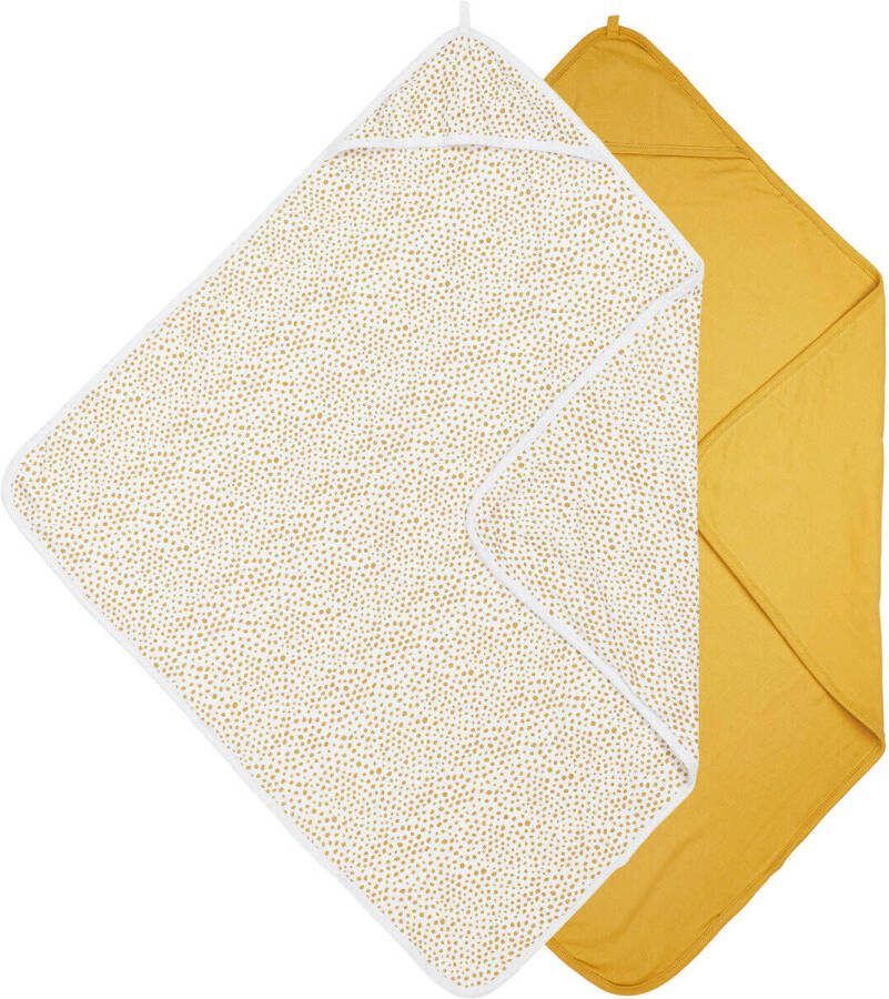 Meyco badcape set van 2 Basic jersey Cheetah Honey Gold Handdoek badcape Geel