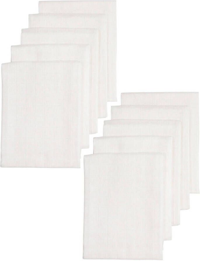 Meyco hydrofiele doek 70x70 cm wit set van 10 Hydrofiele luiers Effen - Foto 2