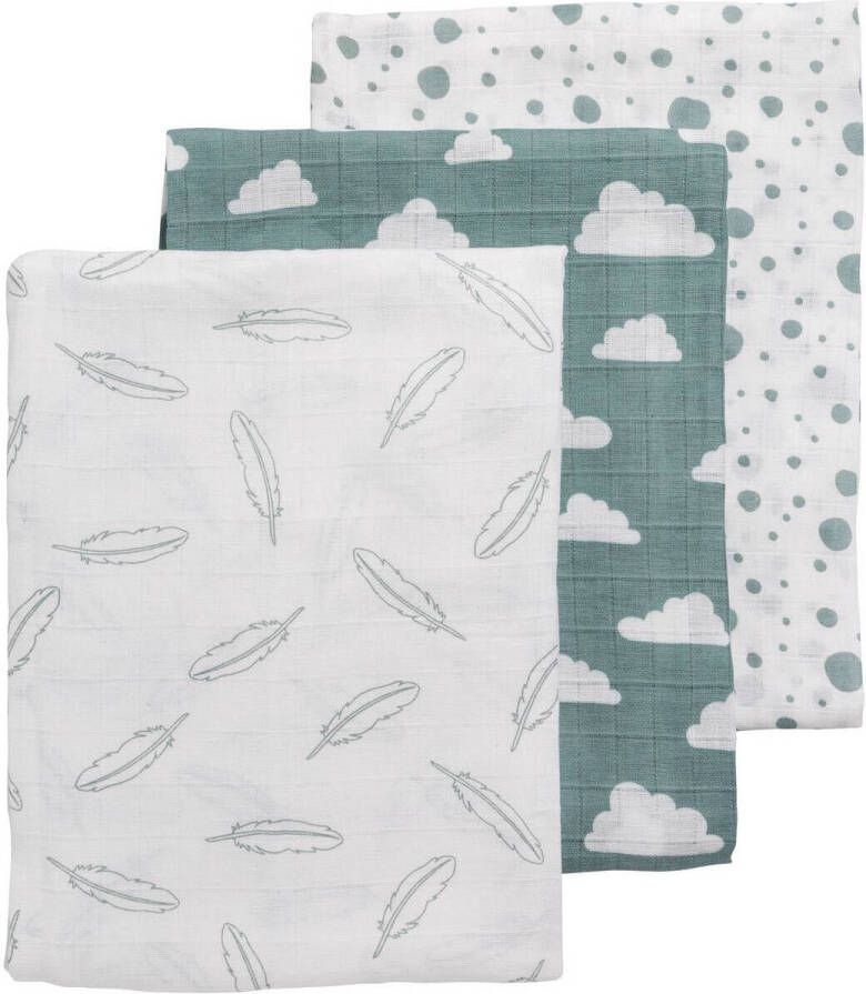 Meyco hydrofiele swaddles 120x120 cm (set van 3) jade wit Hydrofiele luiers Groen - Foto 3