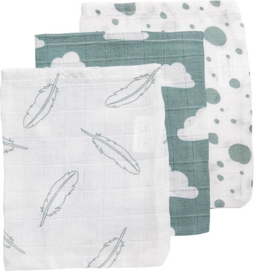 Meyco hydrofiele baby washandjes (set van 3) jade wit Hydrofiele washandjes Blauw