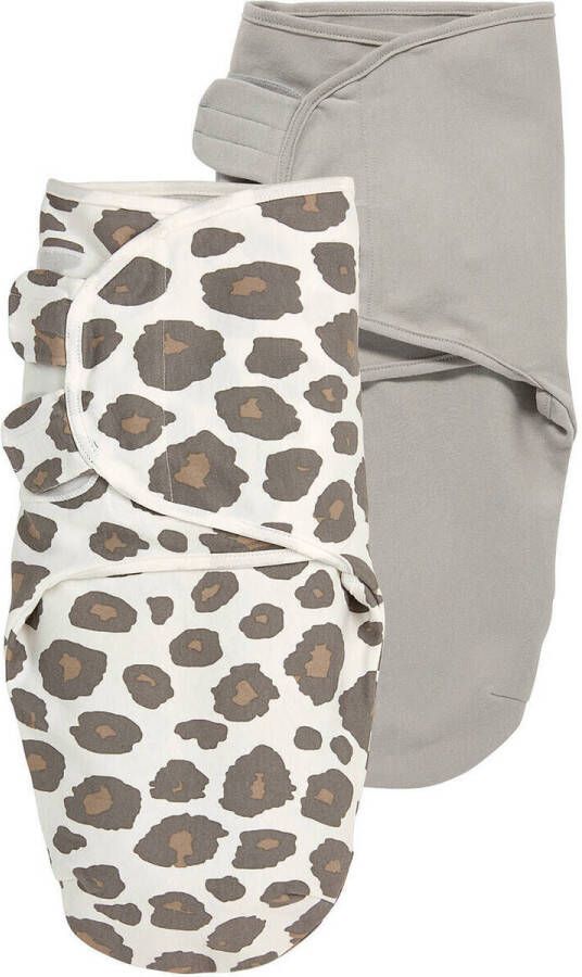 Meyco swaddle 2-pack 0-3 mnd Panter neutral Uni grijs Inbakerdoek Beige