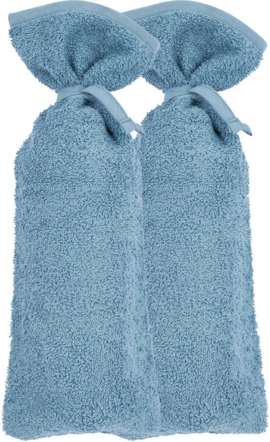 Meyco basic badstof kruikenzak set van 2 denim Blauw
