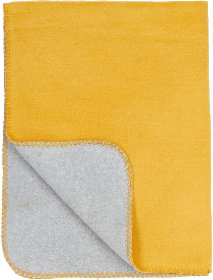 Meyco reversible katoenen baby ledikantdeken 100x150 cm honey gold grijs Babydeken Geel