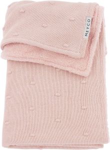 Meyco reversible baby ledikantdeken Mini Knots Teddy 100x150 cm Soft Pink