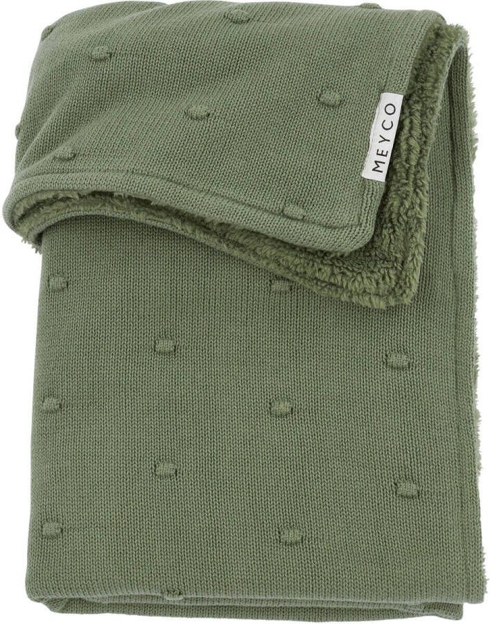 Meyco reversible baby ledikantdeken Mini Knots Teddy 100x150 cm Forest Green Babydeken Groen - Foto 3