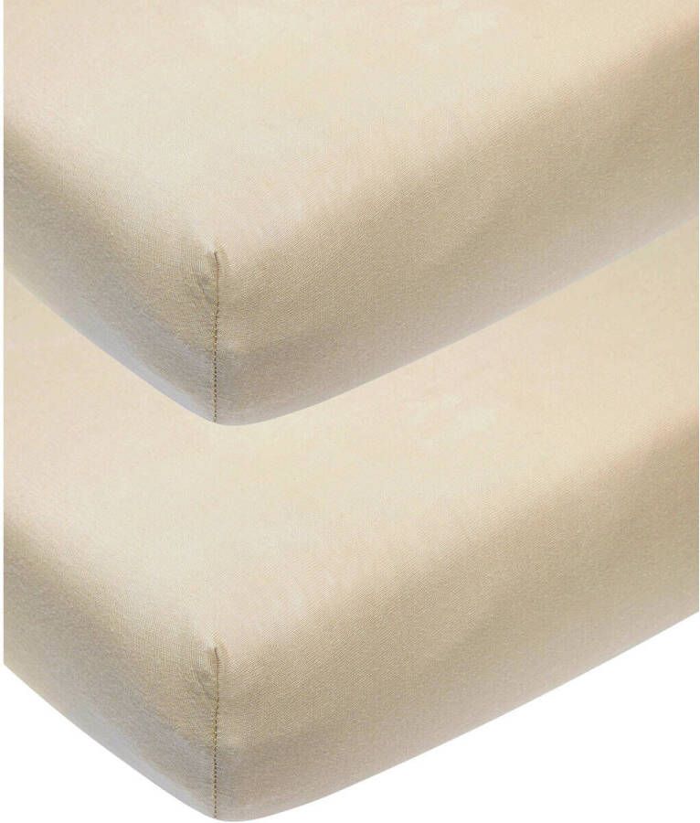 Meyco katoenen ledikant hoeslaken set van 2 60x120 cm sand Beige Effen - Foto 3