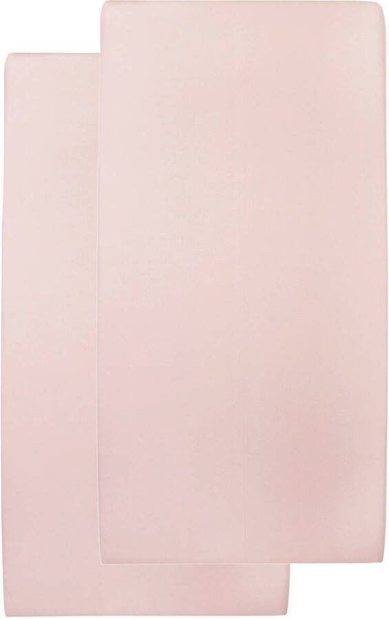 Meyco jersey hoeslaken ledikant 60x120 cm set van 2 Roze Effen