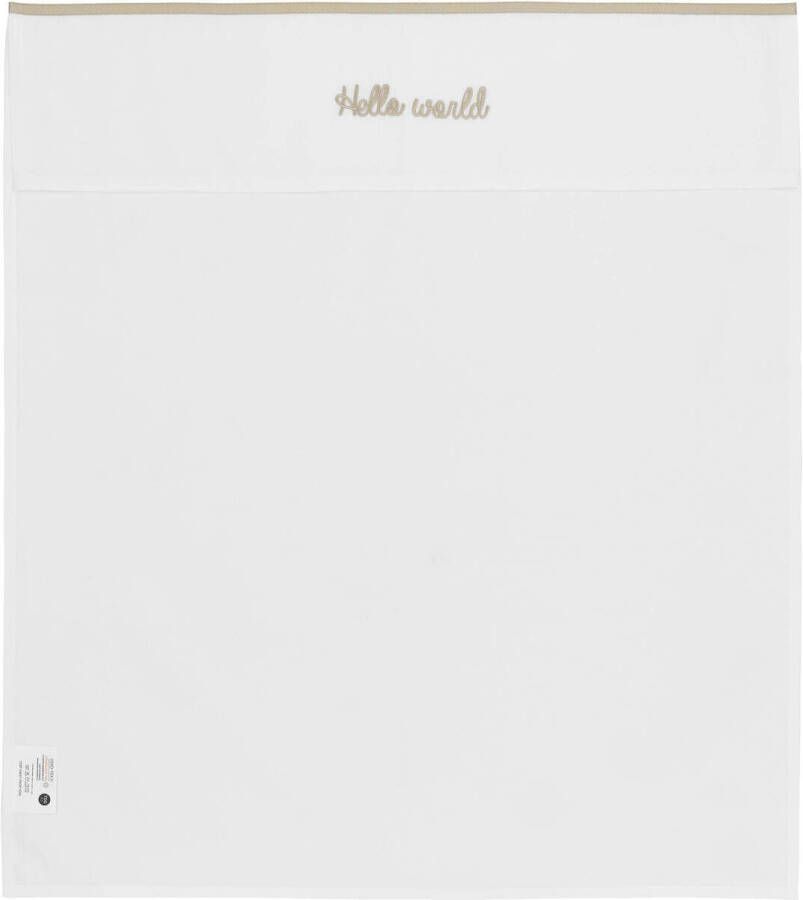 Meyco baby ledikantlaken Hello World 100x150 cm Sand Babylaken Wit Tekst - Foto 3