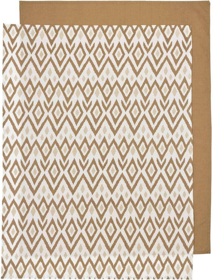 Meyco baby ledikantlaken Ikat Uni 100x150 cm set van 2 Sand Toffee Babylaken Bruin