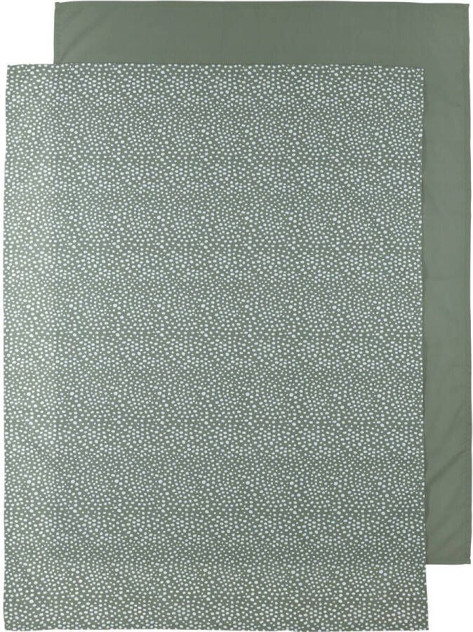 Meyco baby ledikantlaken set van 2 100x150 cm Cheetah Uni forest green Babylaken Groen