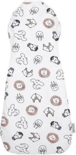 Meyco Animal cocoon inbakerslaapzak wit zand zwart 70cm Inbakerdoek All over print - Foto 4
