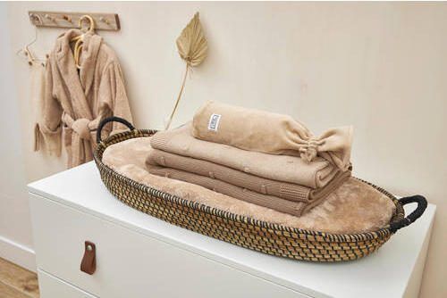 Meyco baby ledikantdeken Mini Knots 100x150 cm Sand Babydeken Bruin Effen