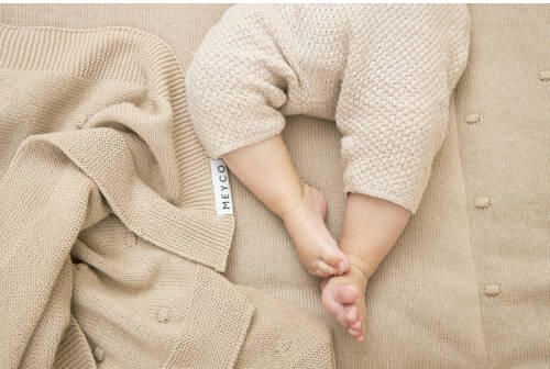 Meyco baby ledikantdeken Mini Knots 100x150 cm Sand Babydeken Bruin Effen - Foto 4