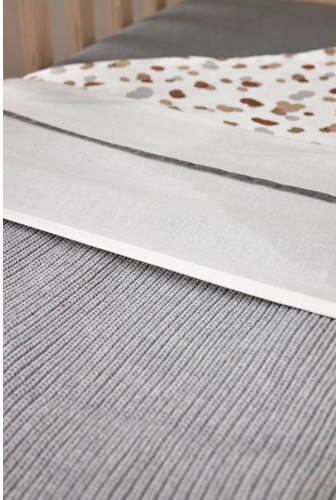 Meyco baby ledikantdeken Rib 100x150 cm Grey Melange Babydeken Grijs Streep - Foto 3