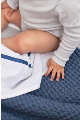 Meyco baby ledikantdeken wafel teddy indigo Babydeken Blauw Effen - Foto 3
