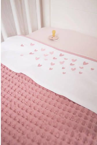 Meyco baby ledikantdeken wafel teddy old pink Babydeken Roze Effen