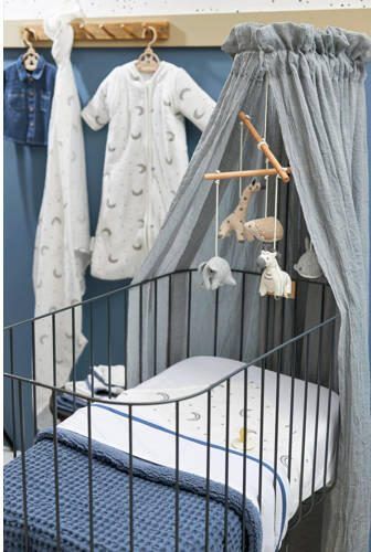 Meyco baby ledikantlaken Bies indigo Babylaken Wit Streep - Foto 3