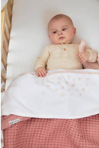 Meyco baby ledikantlaken Hearts soft pink Babylaken Wit Hartjes - Foto 3